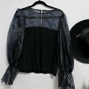 Zara fluffy sleeve top!